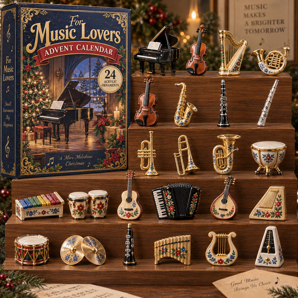 Music Lovers advent calendar box with 24 acrylic Christmas charms