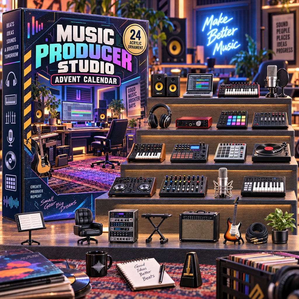 Music Producer Studio advent calendar box with 24 acrylic Christmas charms