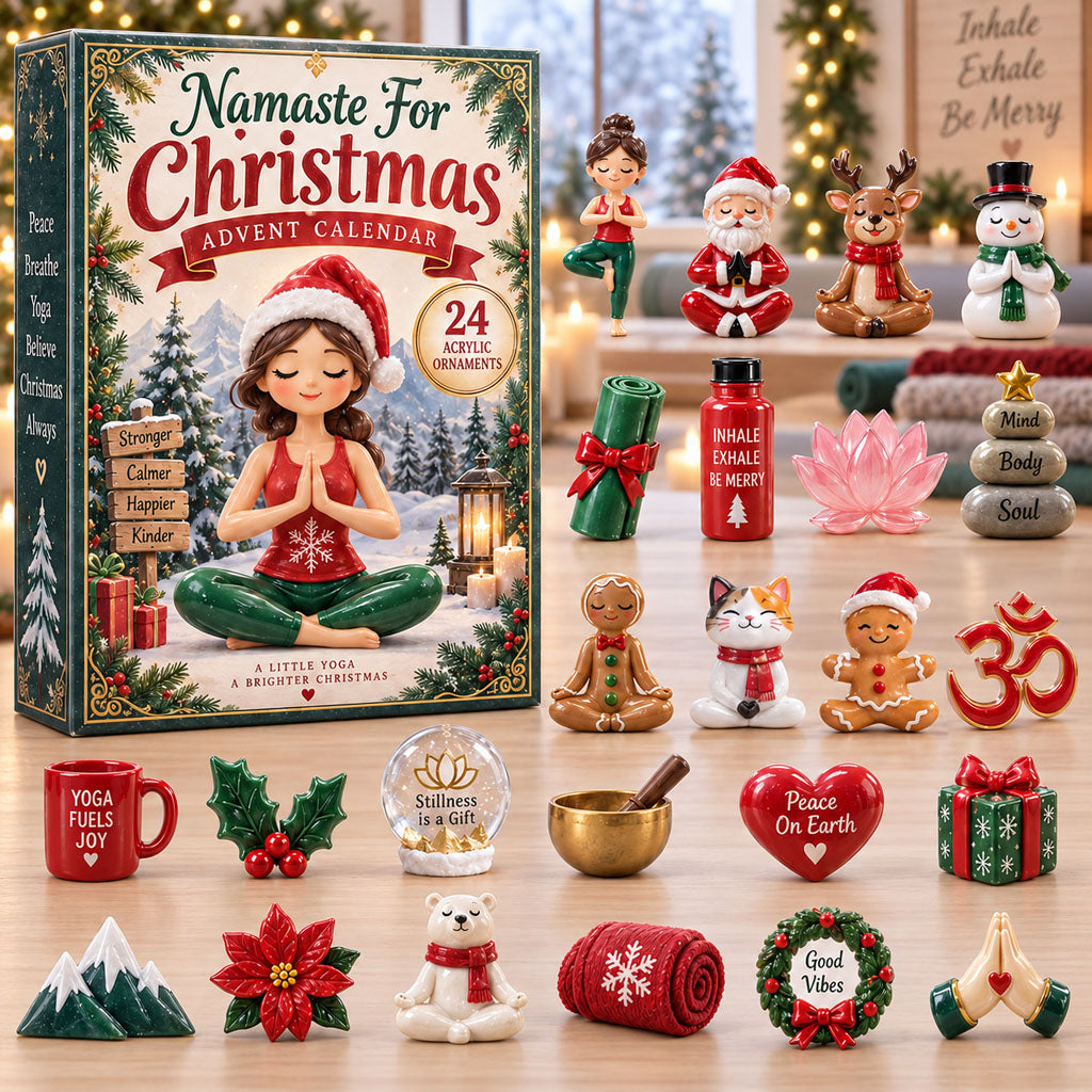 Namaste for advent calendar box with 24 acrylic Christmas charms