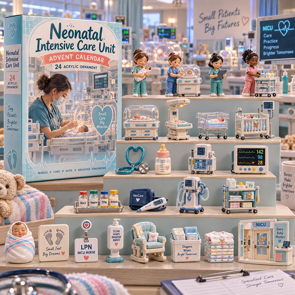 NICU of Hope advent calendar box with 24 acrylic Christmas charms