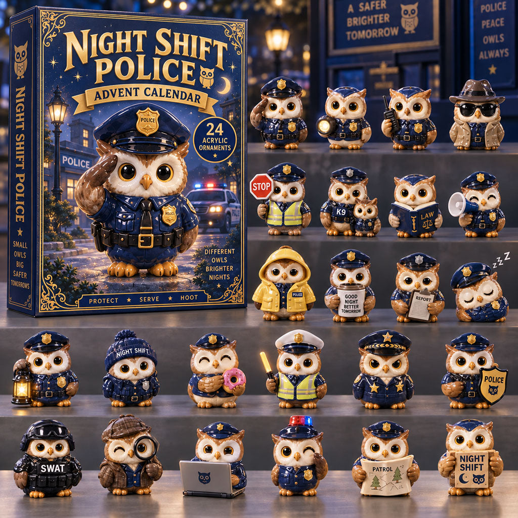 Night Shift Police advent calendar box with 24 acrylic Christmas charms