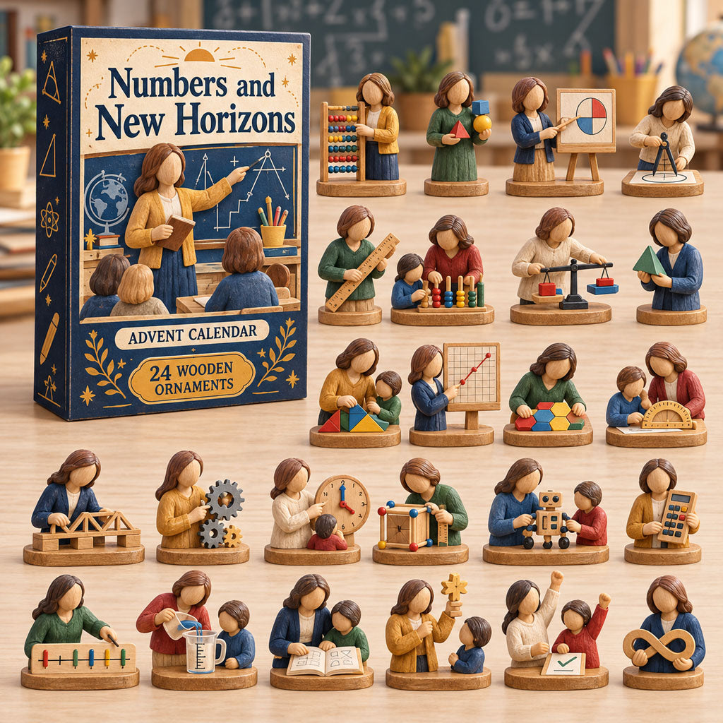 Numbers New Horizons advent calendar box with 24 wooden Christmas charms