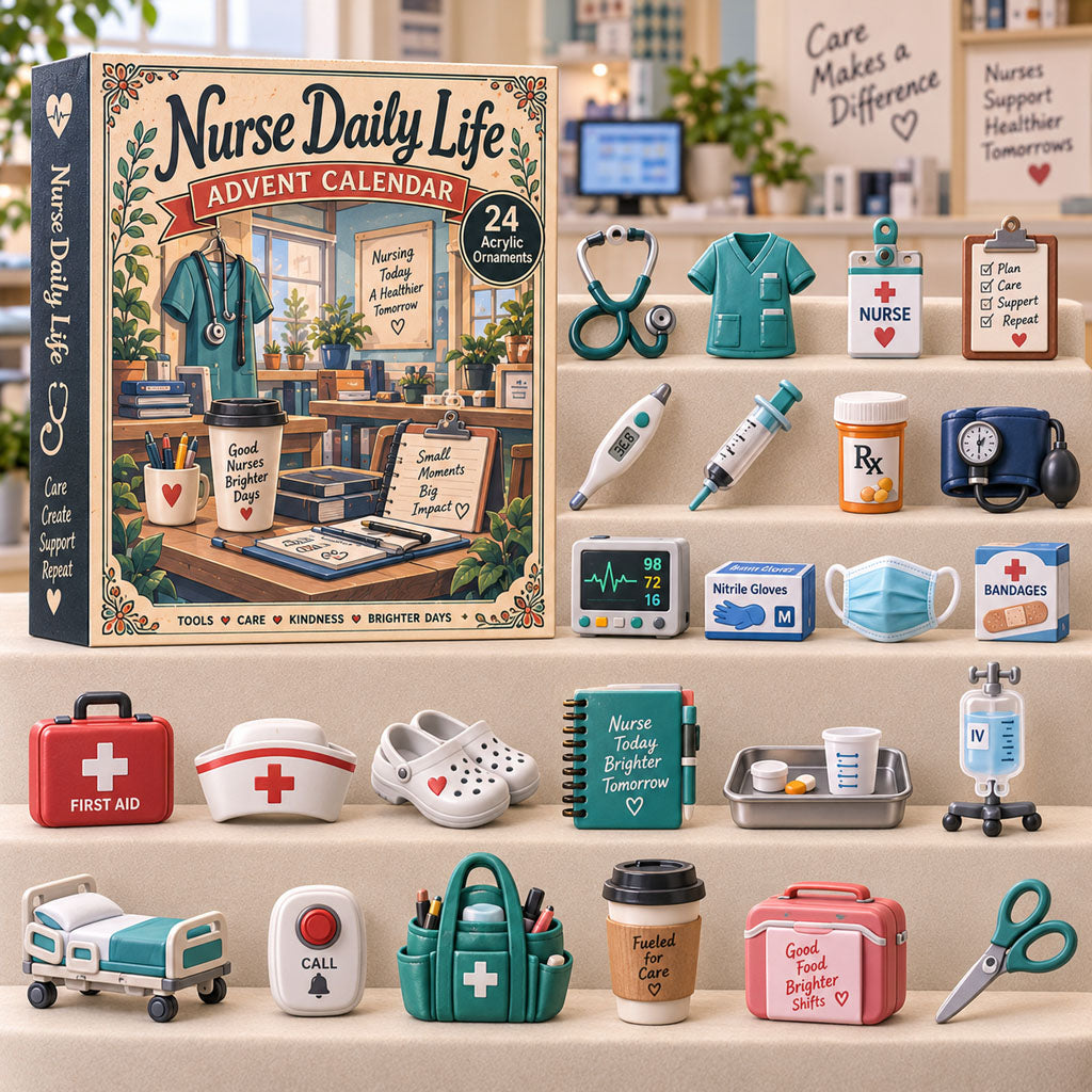 Nurse Daily Life advent calendar box with 24 acrylic Christmas charms