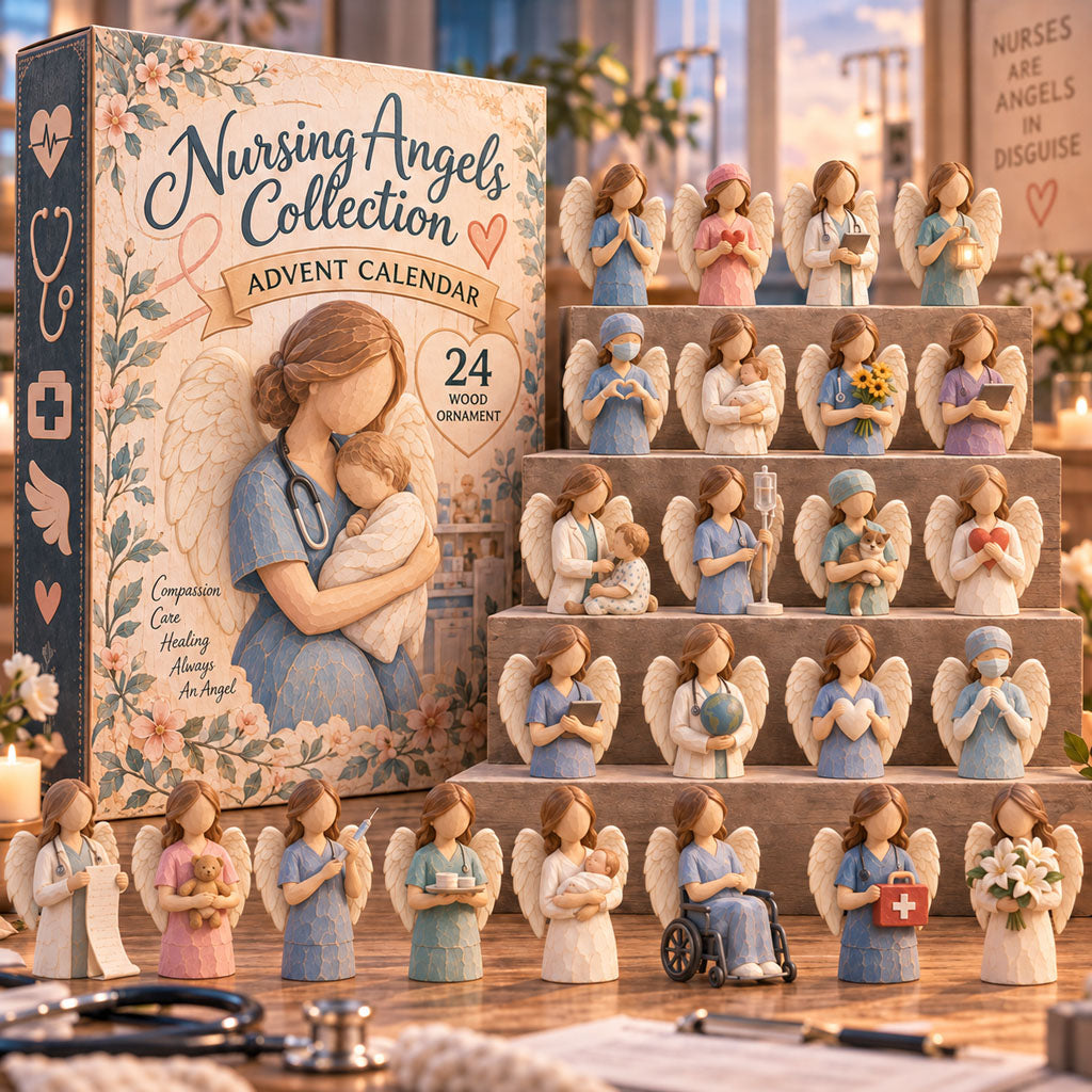 Nursing Angels advent calendar box with 24 wooden Christmas charms
