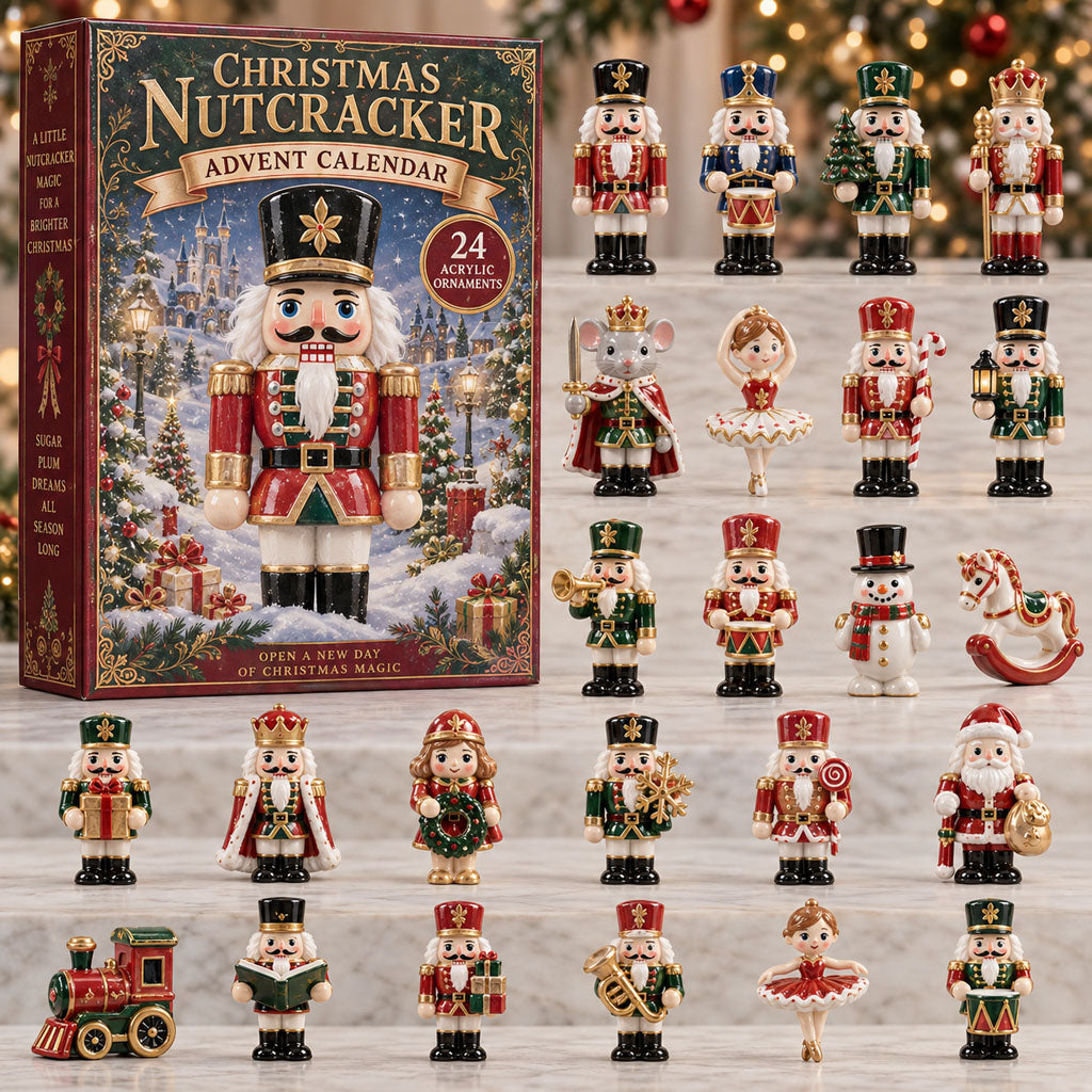 Nutcracker advent calendar box with 24 acrylic Christmas charms