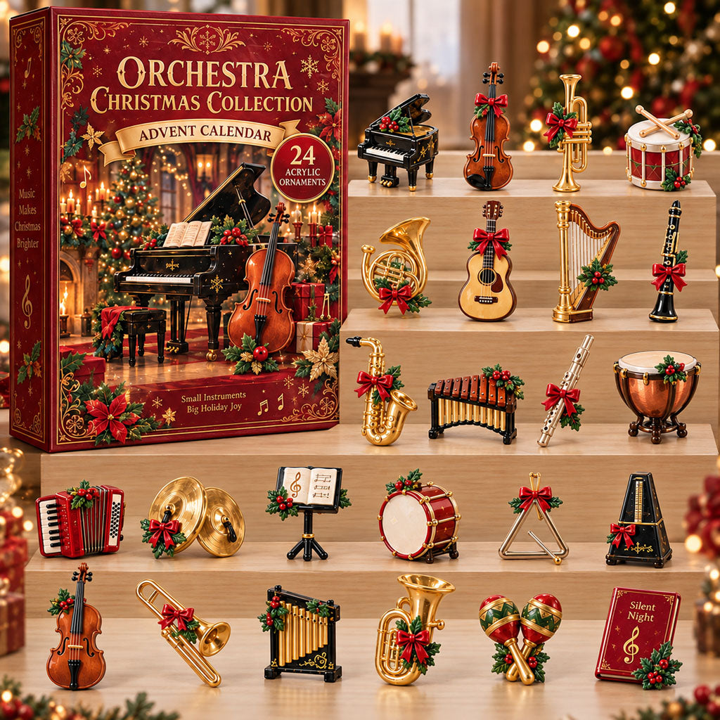 Orchestra Christmas advent calendar box with 24 acrylic Christmas charms