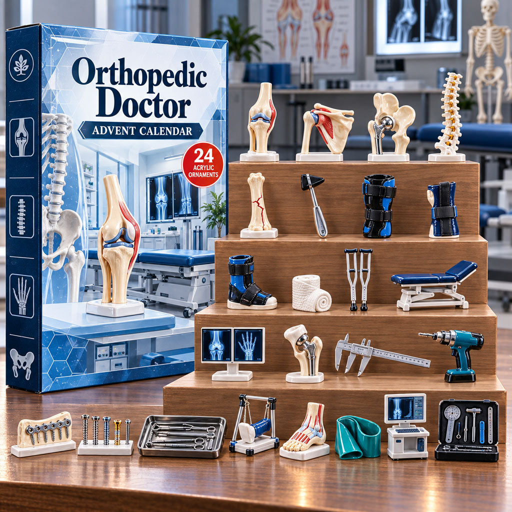 Orthopedic Doctor advent calendar box with 24 acrylic Christmas charms