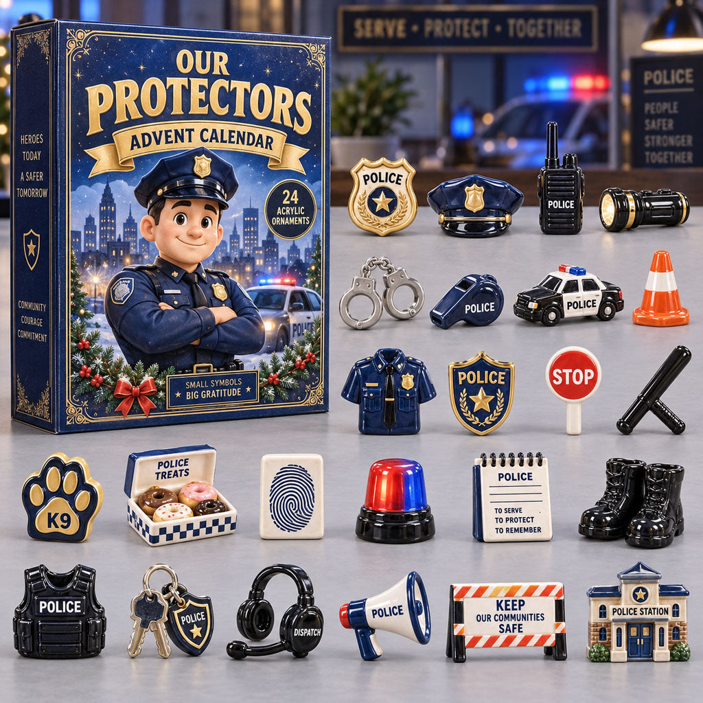 Our Protectors advent calendar box with 24 acrylic Christmas charms