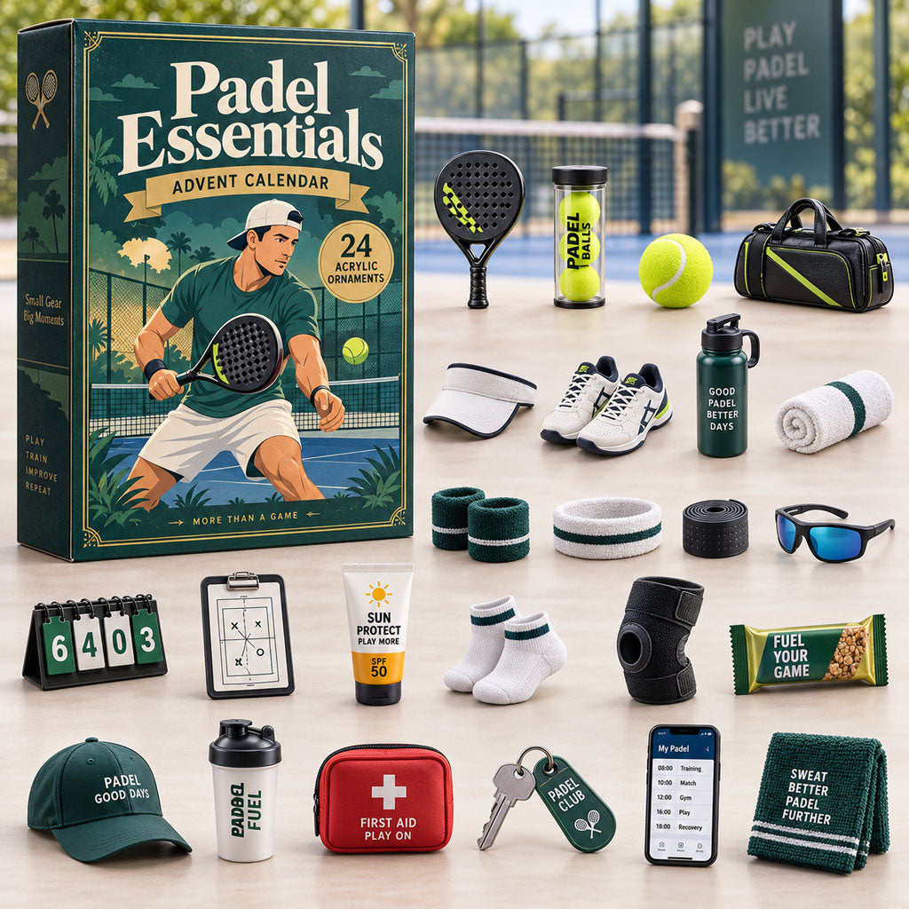 Padel Essentials advent calendar box with 24 acrylic Christmas charms