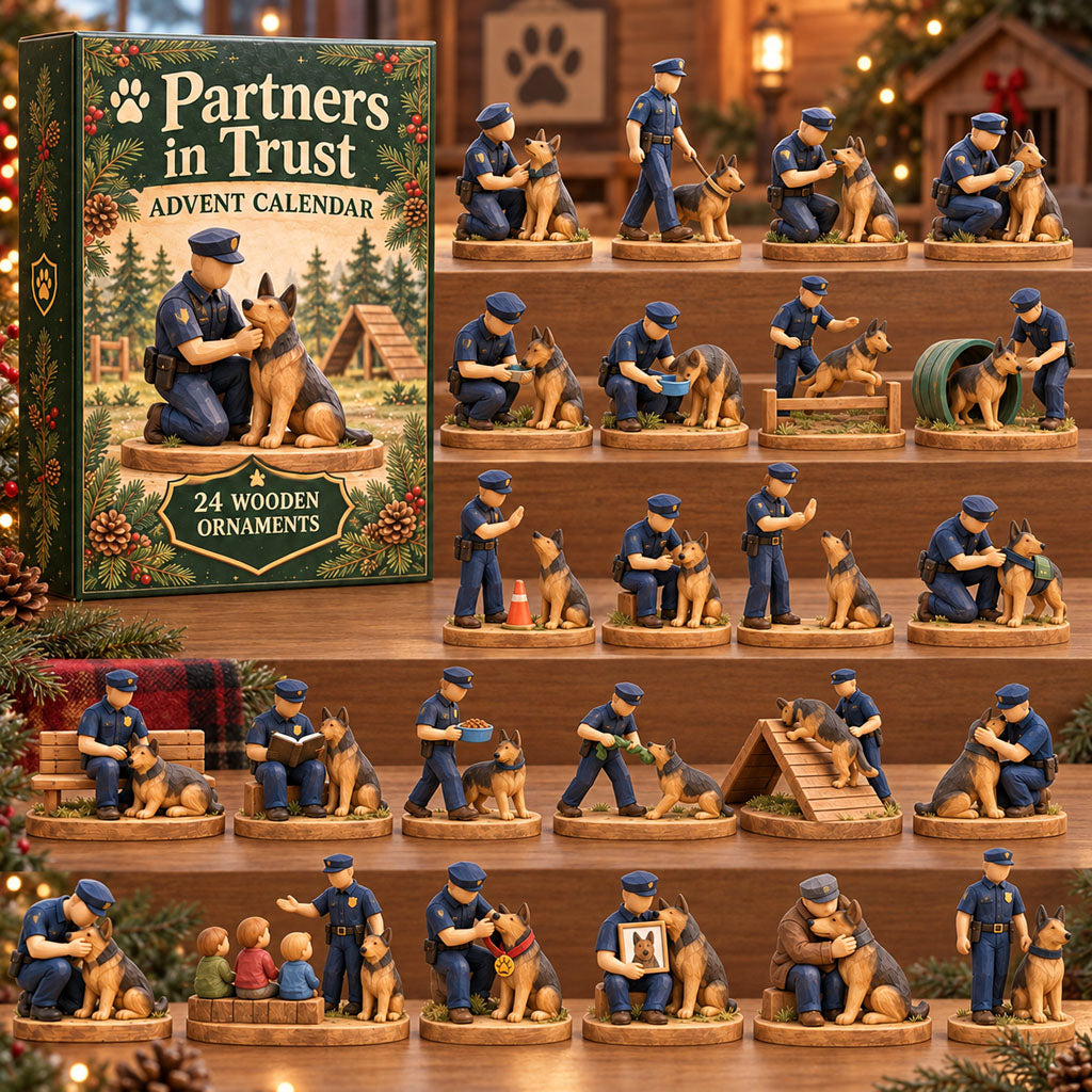 Partners in Trust advent calendar box with 24 wooden Christmas charms
