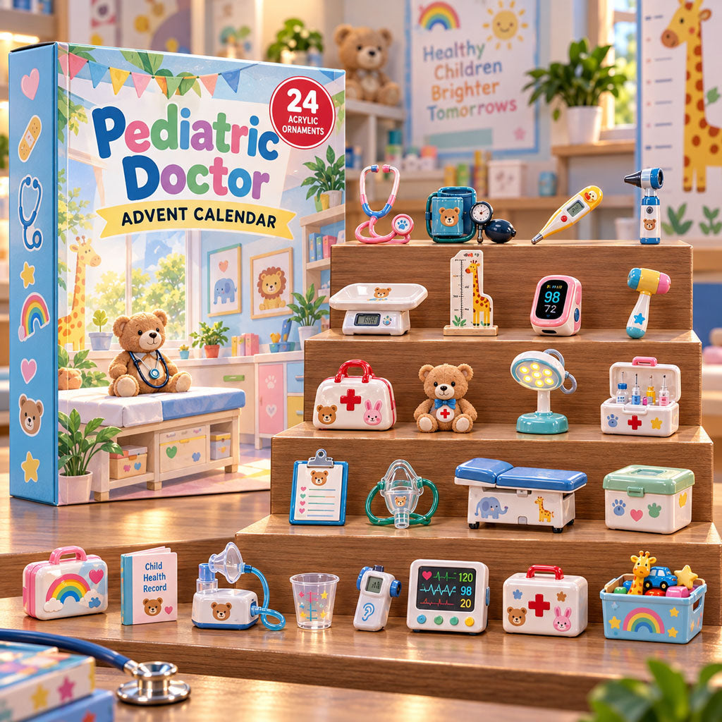 Pediatric Doctor advent calendar box with 24 acrylic Christmas charms