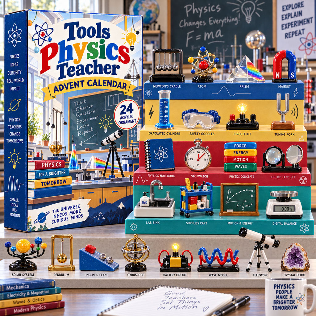 Physics Teacher Tools advent calendar box with 24 acrylic Christmas charms