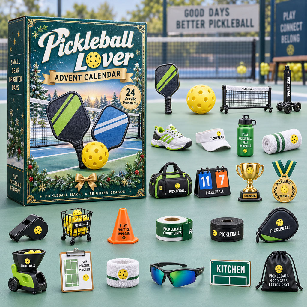 Pickleball Lover advent calendar box with 24 acrylic Christmas charms