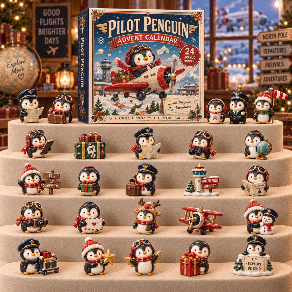 Pilot Penguin advent calendar box with 24 acrylic Christmas charms
