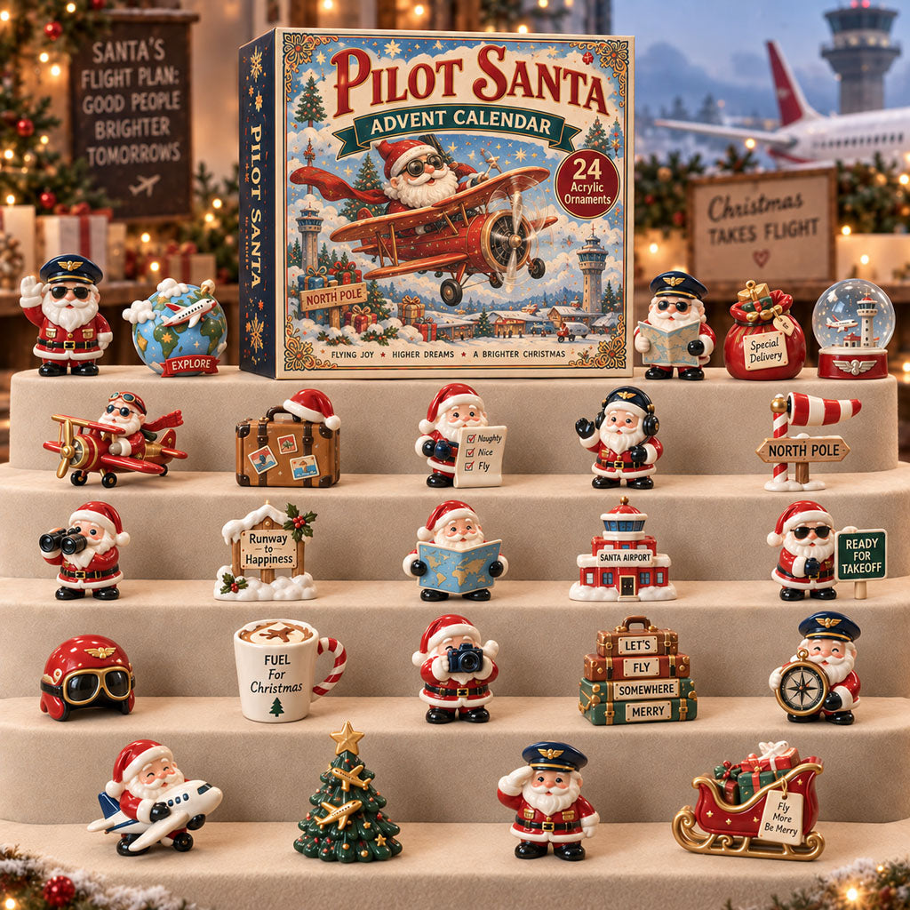 Pilot Santa advent calendar box with 24 acrylic Christmas charms