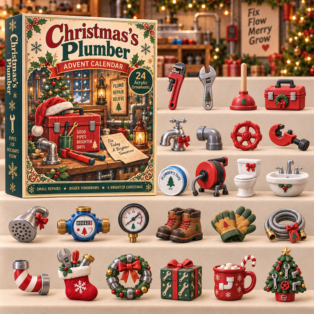 Plumber advent calendar box with 24 acrylic Christmas charms