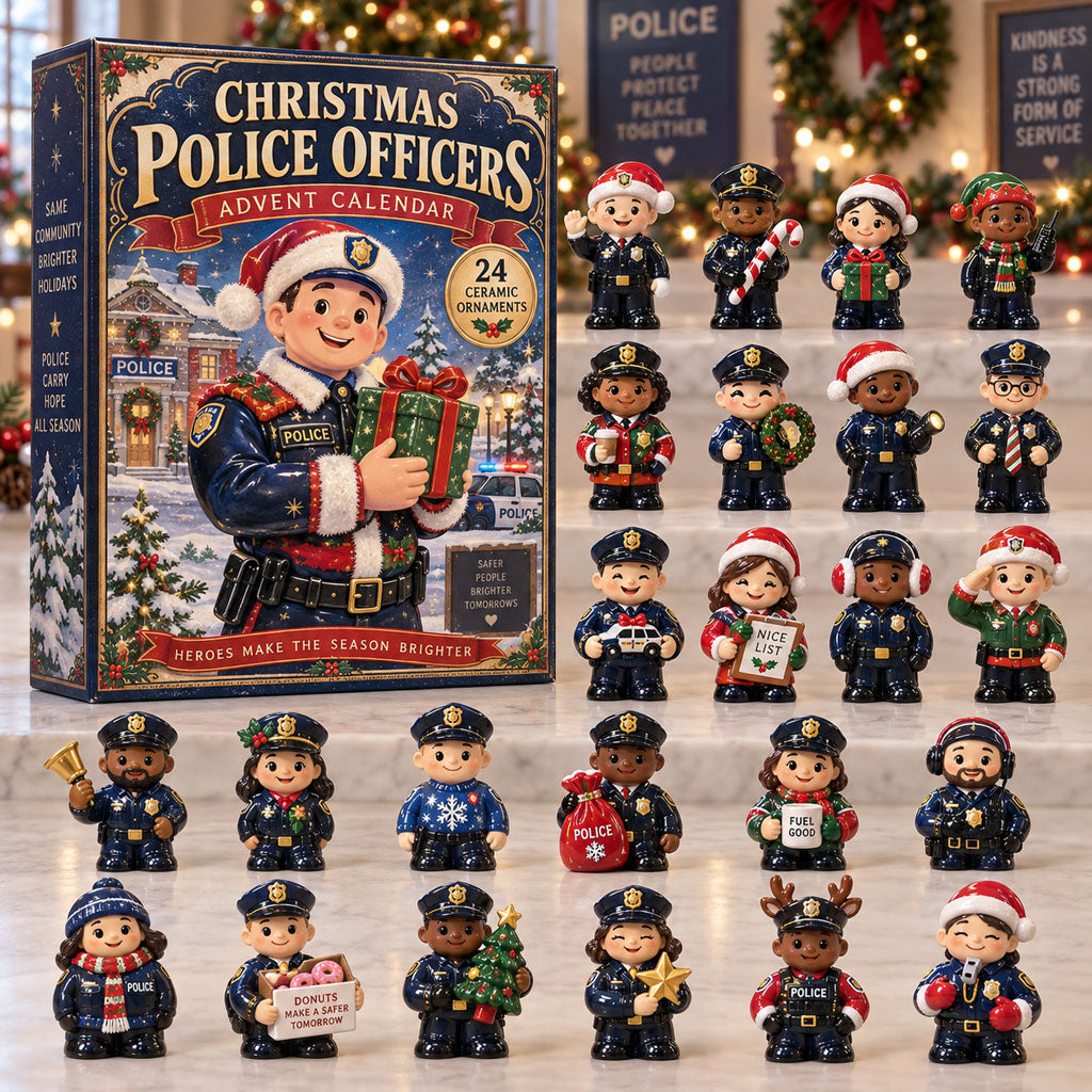 Police Officers advent calendar box with 24 acrylic Christmas charms