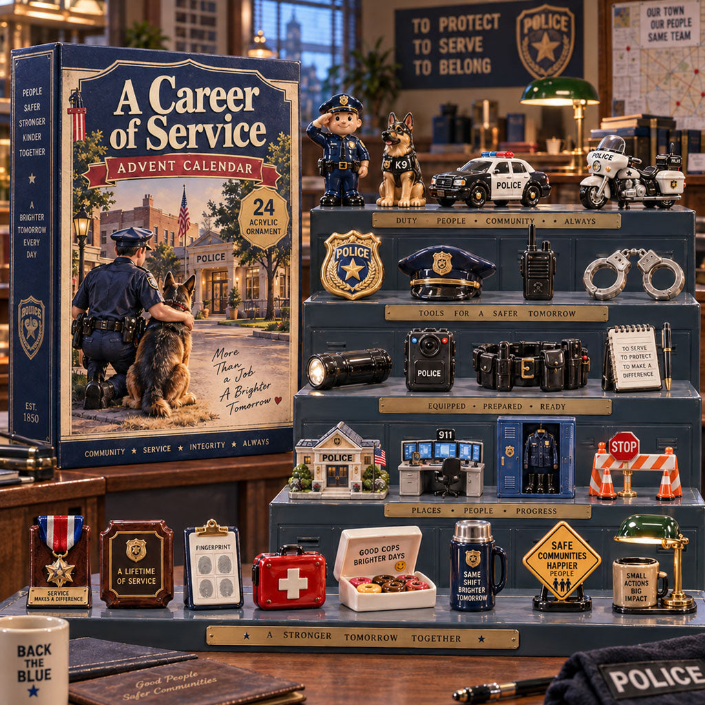 Police Service advent calendar box with 24 acrylic Christmas charms
