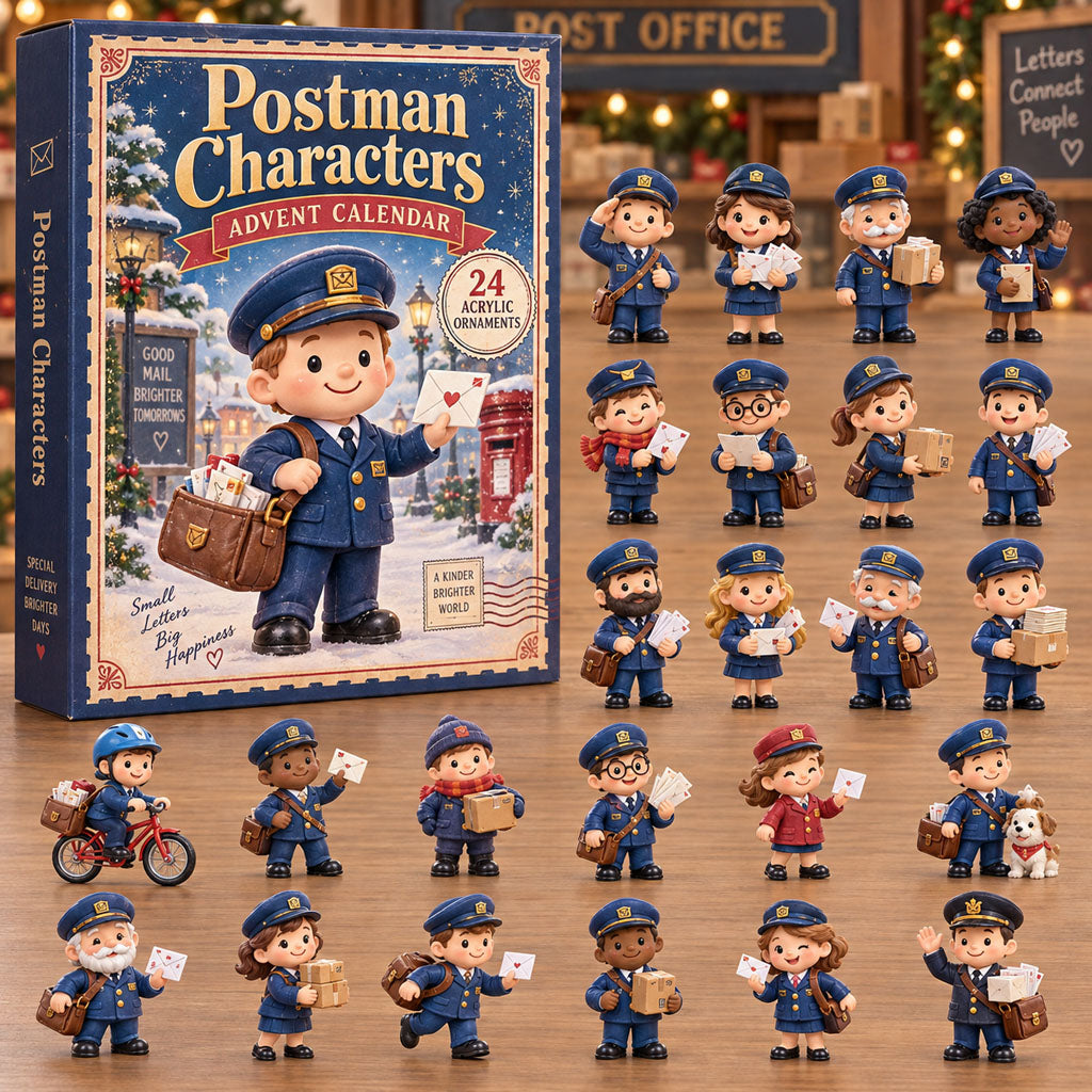 Postman Characters advent calendar box with 24 acrylic Christmas charms