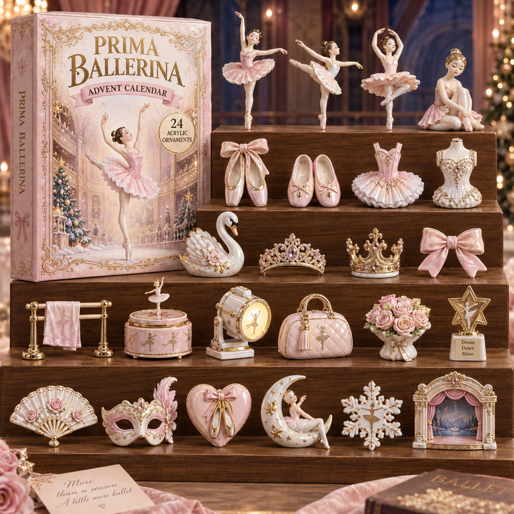 Prima Ballerina advent calendar box with 24 acrylic Christmas charms