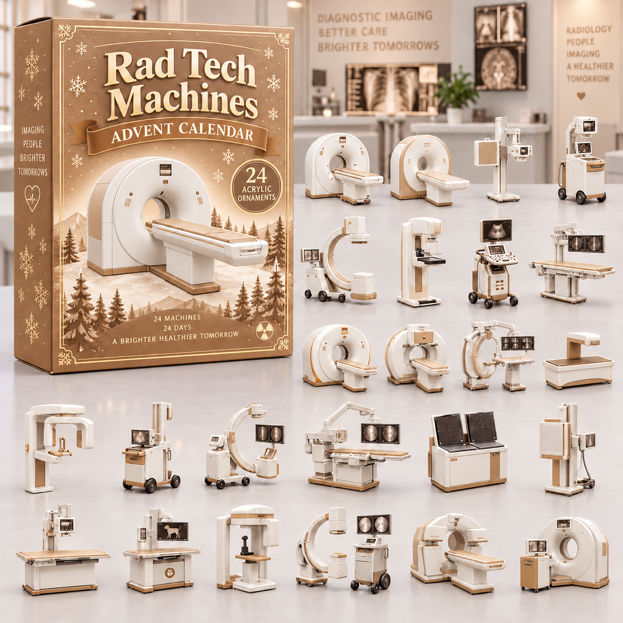 Rad Tech Machines advent calendar box with 24 acrylic Christmas charms