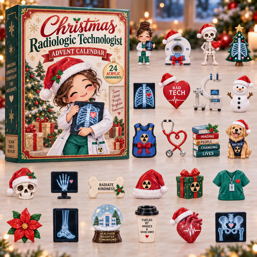 Radiologic Technologist advent calendar box with 24 acrylic Christmas charms