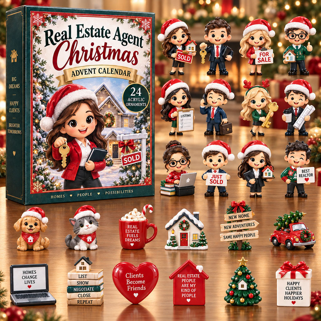 Real Estate Agent Christmas advent calendar box with 24 acrylic Christmas charms