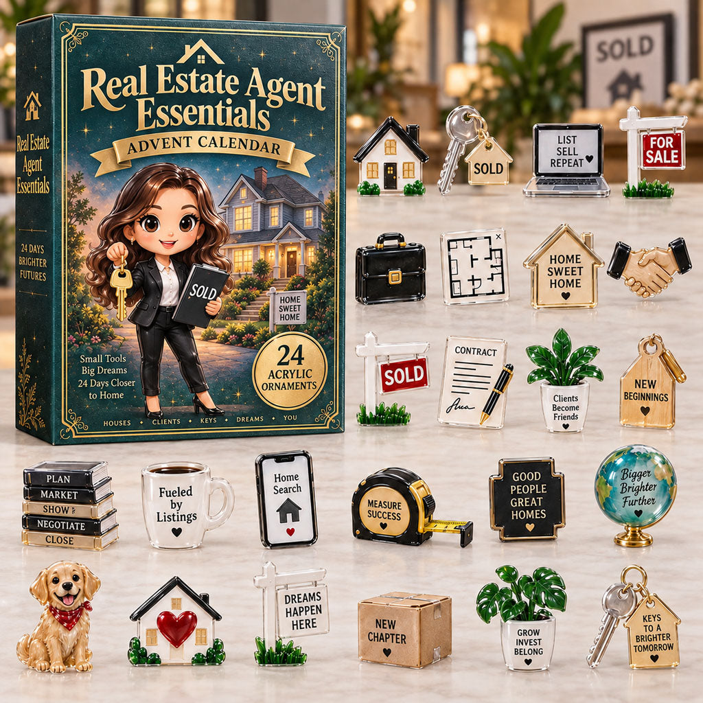 Real Estate Agent Essentials advent calendar box with 24 acrylic Christmas charms