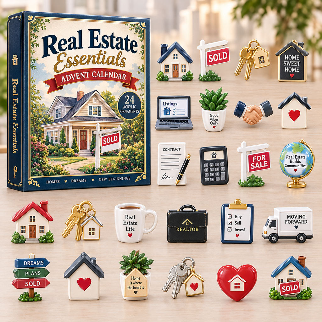 Real Estate Essentials advent calendar box with 24 acrylic Christmas charms