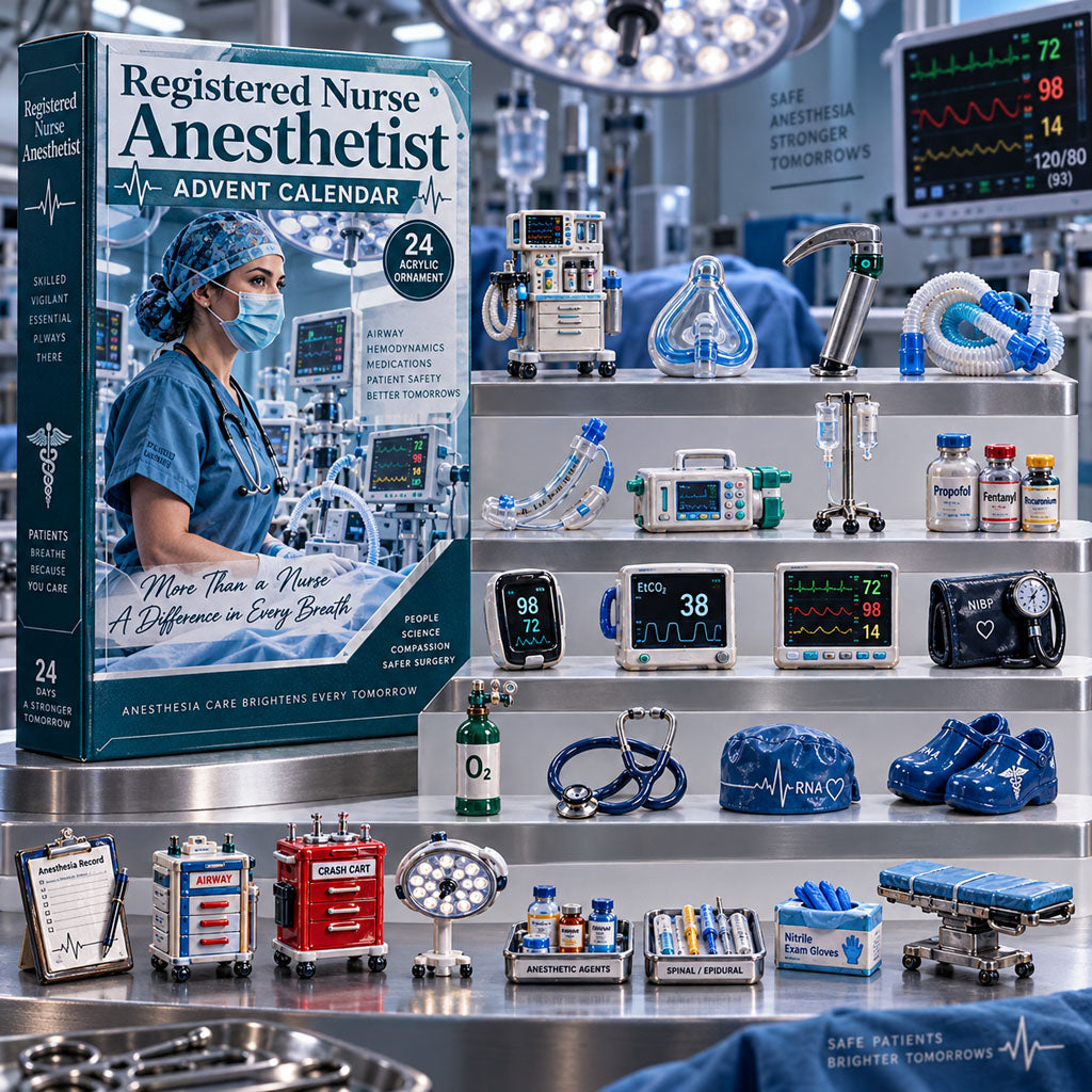 Registered Nurse Anesthetist advent calendar box with 24 acrylic Christmas charms