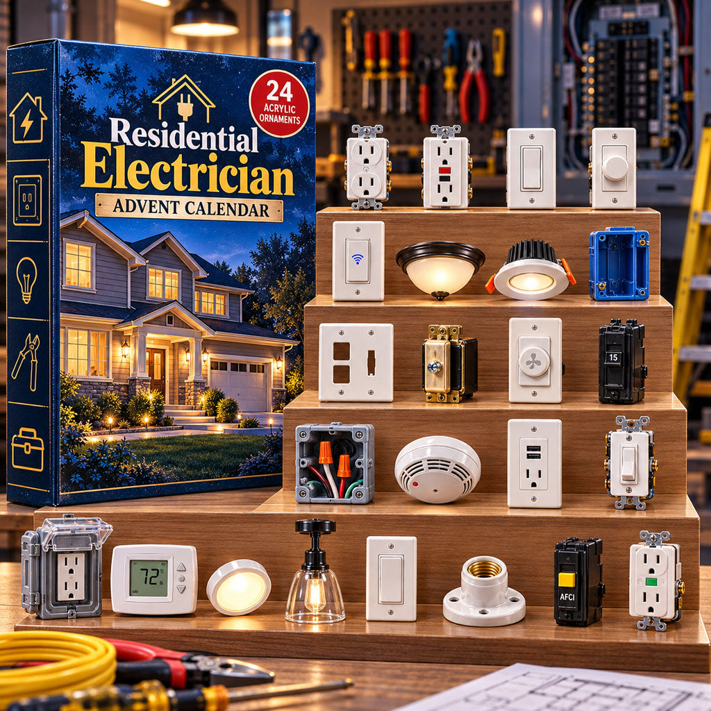 Residential Electrician advent calendar box with 24 acrylic Christmas charms