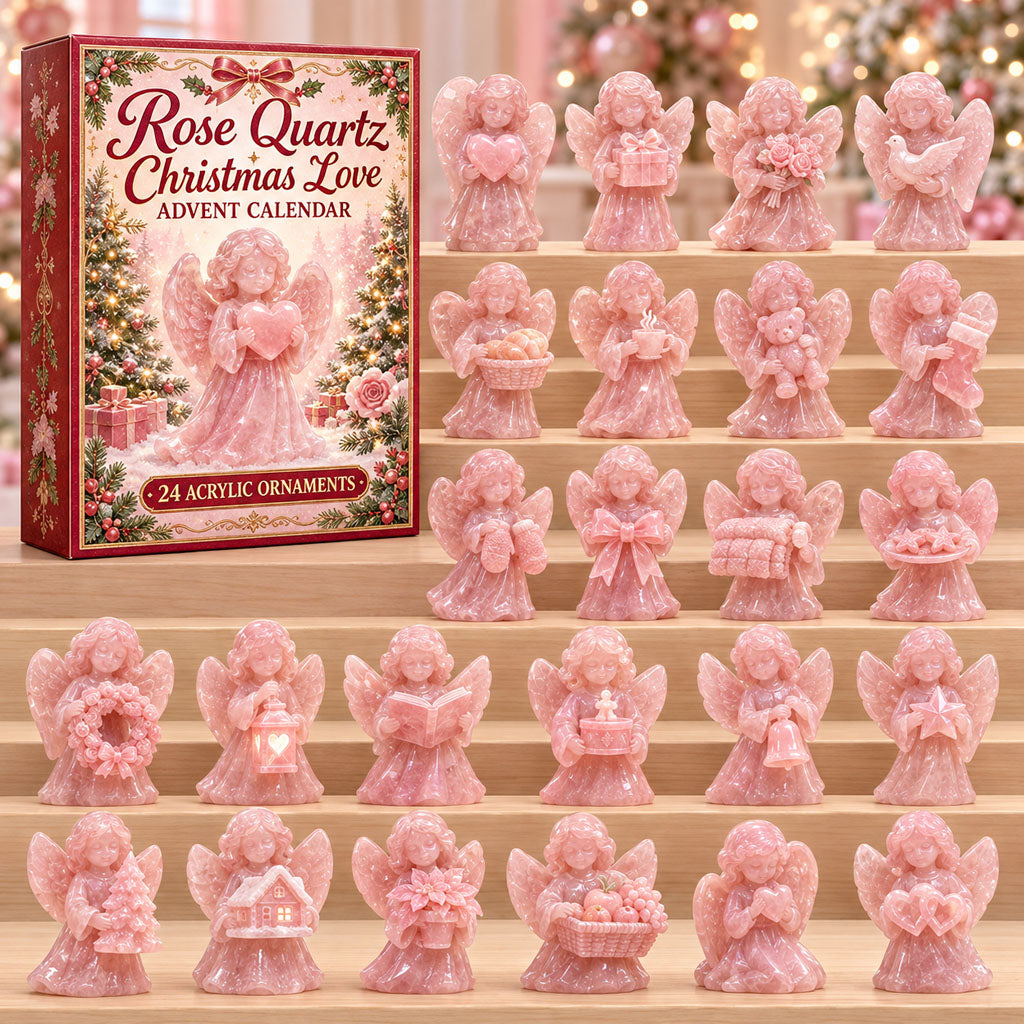 Rose Quartz Love advent calendar box with 24 acrylic Christmas charms