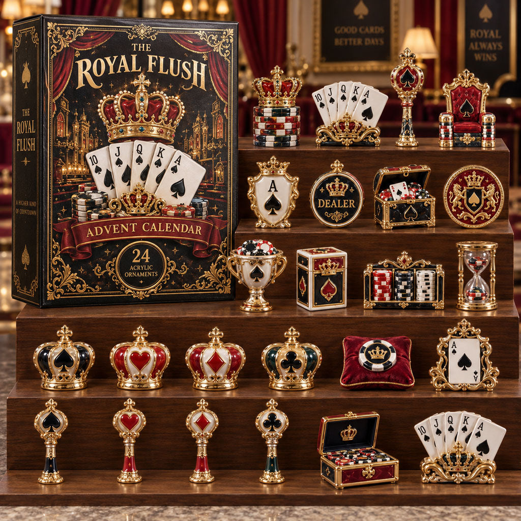 Royal Flush advent calendar box with 24 acrylic Christmas charms