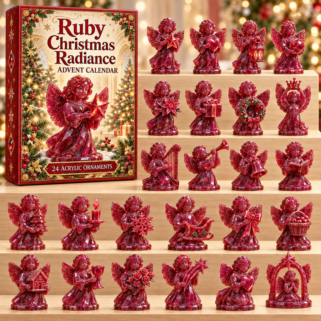 Ruby Christmas Radiance advent calendar box with 24 acrylic Christmas charms