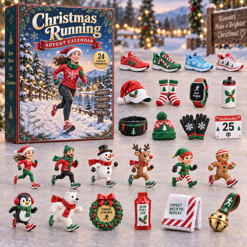 Running advent calendar box with 24 acrylic Christmas charms