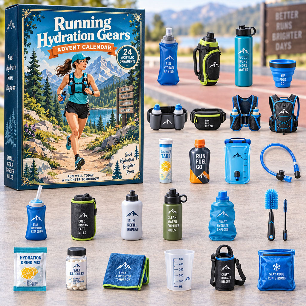 Running Hydration Gear advent calendar box with 24 acrylic Christmas charms