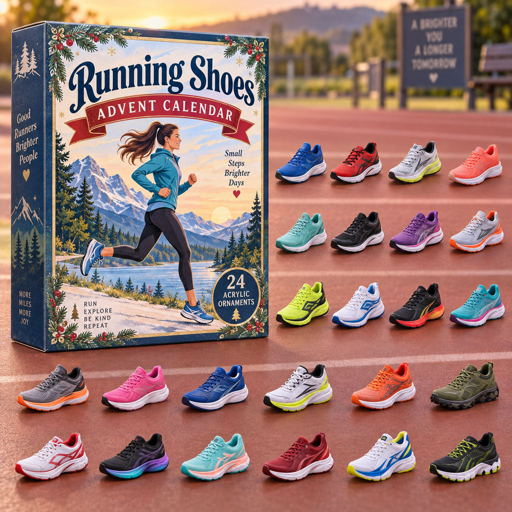 Running Shoes advent calendar box with 24 acrylic Christmas charms