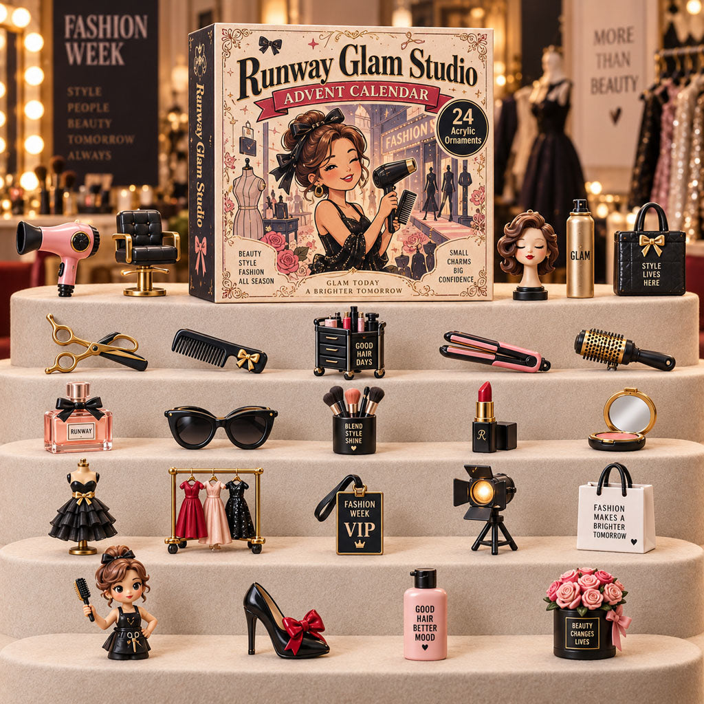 Runway Glam Studio advent calendar box with 24 acrylic Christmas charms