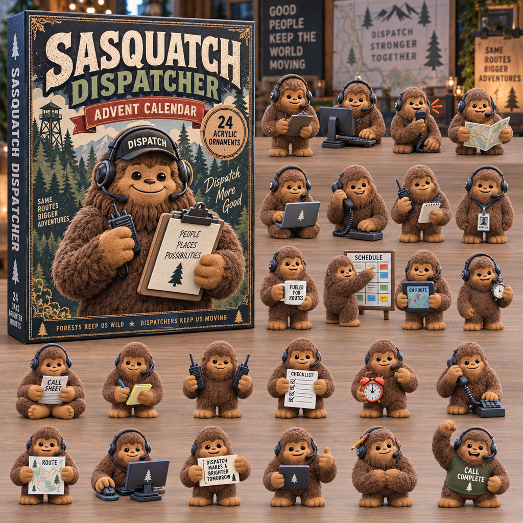 Sasquatch Dispatcher advent calendar box with 24 acrylic Christmas charms