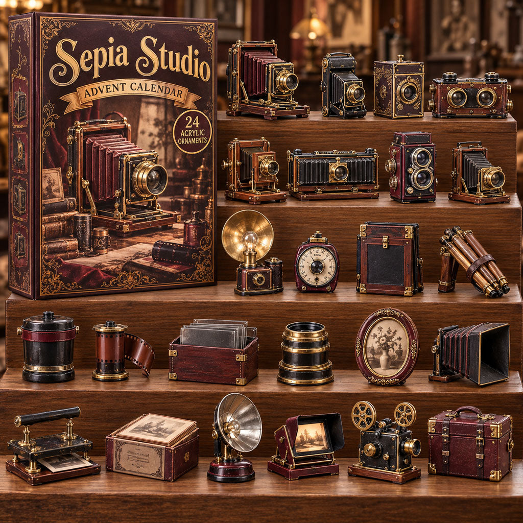 Sepia Studio advent calendar box with 24 acrylic Christmas charms