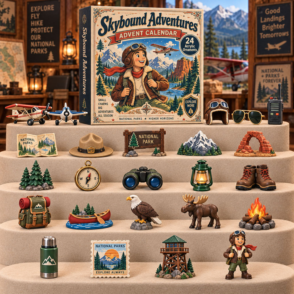 Skybound Adventures advent calendar box with 24 acrylic Christmas charms