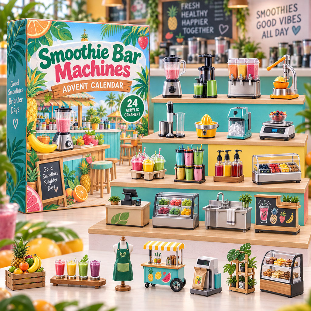 Smoothie Bar Machines advent calendar box with 24 acrylic Christmas charms