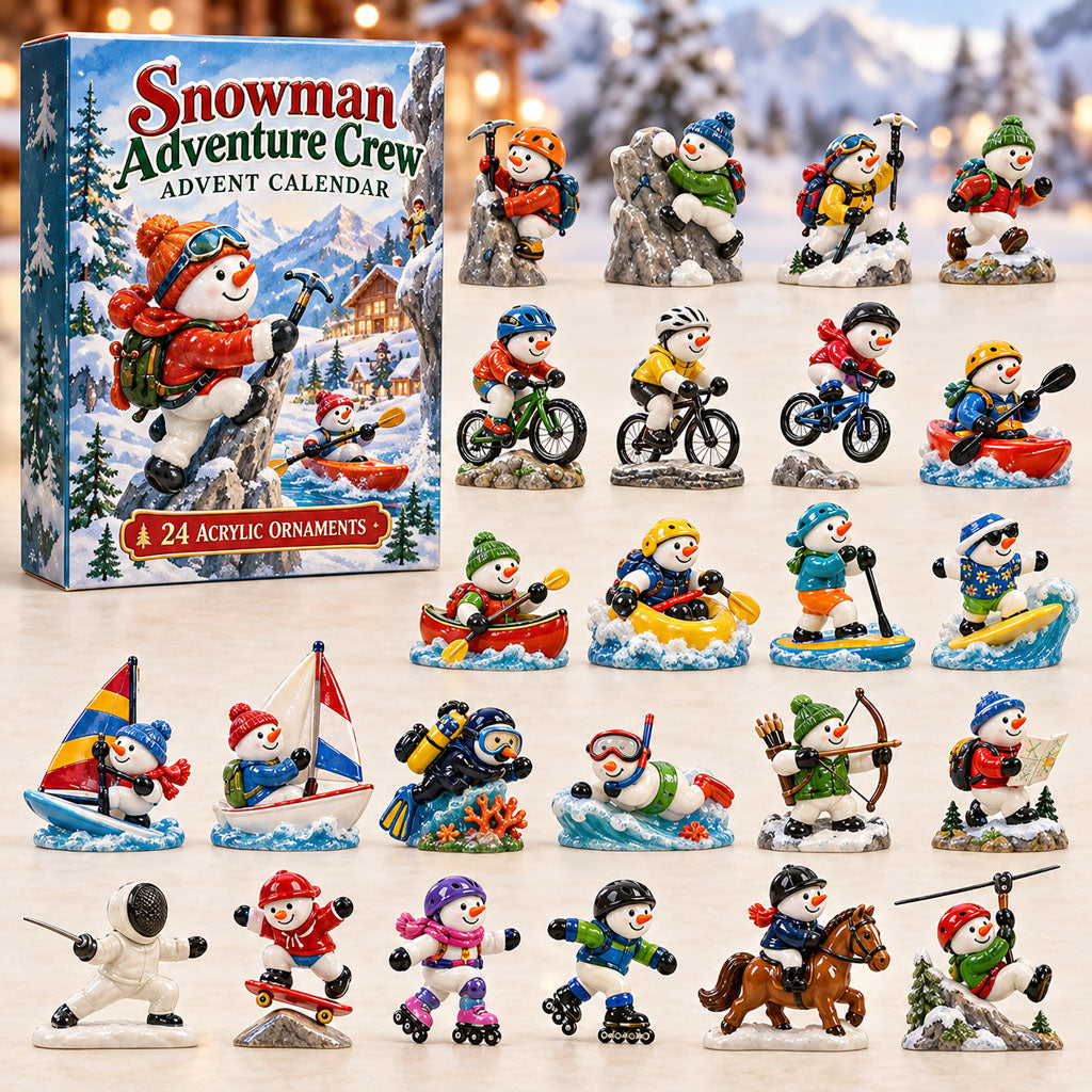 Snowman Adventure Crew advent calendar box with 24 acrylic Christmas charms