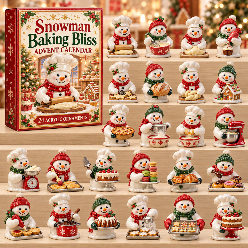 Snowman Baking Bliss advent calendar box with 24 acrylic Christmas charms