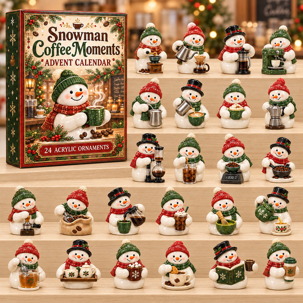 Snowman Coffee Moments advent calendar box with 24 acrylic Christmas charms