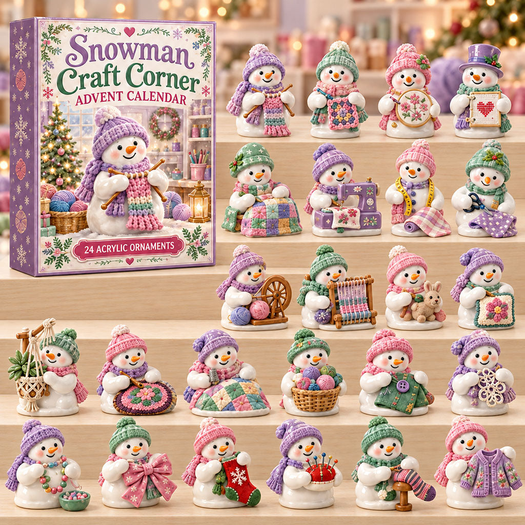Snowman Craft Corner advent calendar box with 24 acrylic Christmas charms