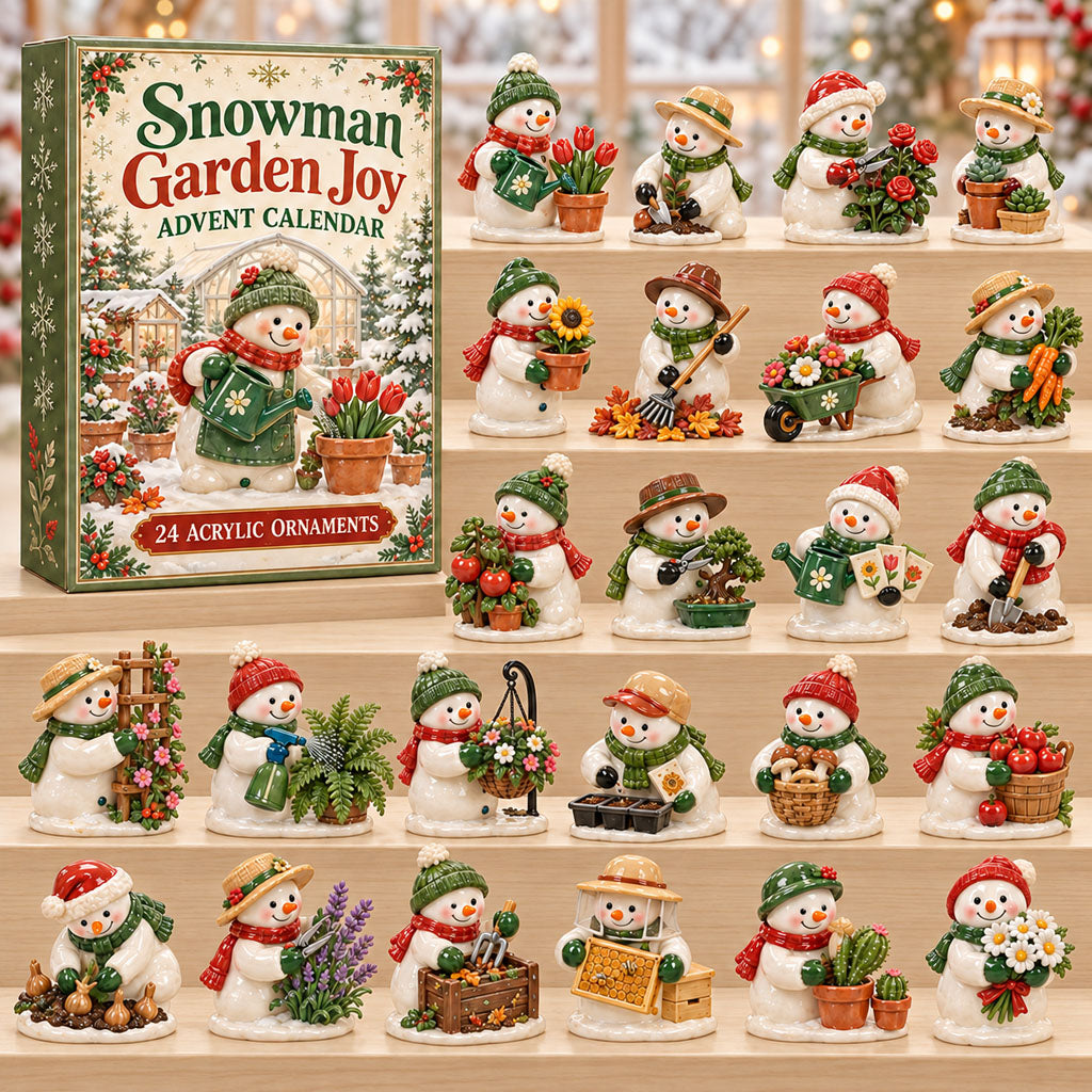 Snowman Garden Joy advent calendar box with 24 acrylic Christmas charms