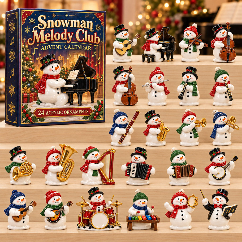 Snowman Melody Club advent calendar box with 24 acrylic Christmas charms