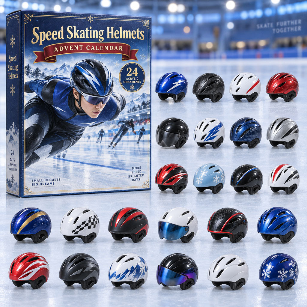Speed Skating Helmets advent calendar box with 24 acrylic Christmas charms