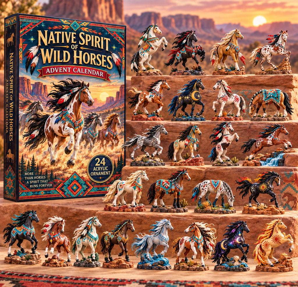 Spirit of Wild Horses advent calendar box with 24 acrylic Christmas charms